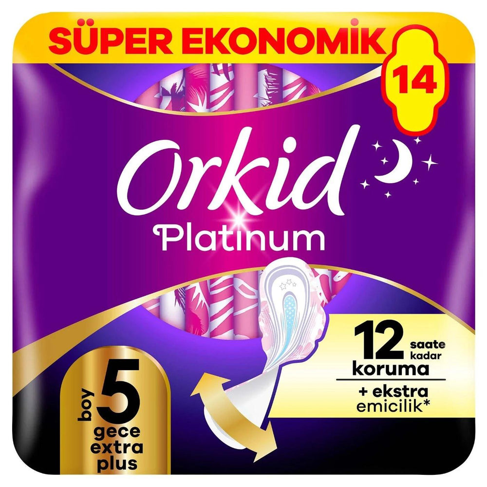 Orkid Platinum Night Extra Plus Sanitary Pads 14 Count