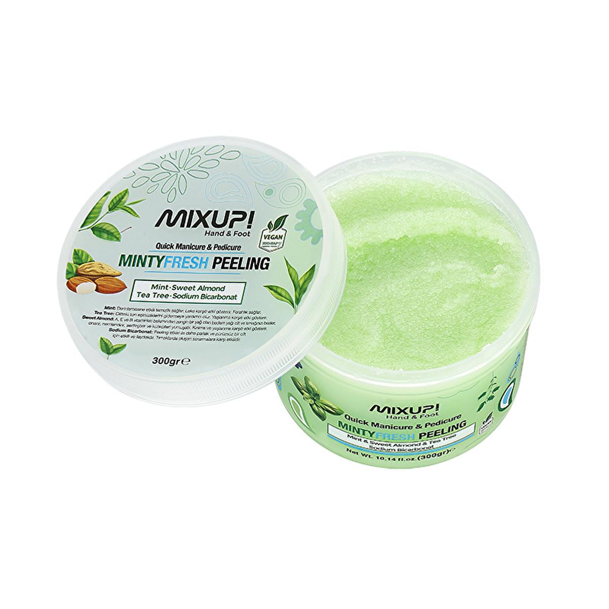 Mixup! Minty Fresh Manicure & Pedicure Peeling jar, Refreshing minty foot and hand scrub, Nourishing exfoliator for cuticles and skin Mixup! Minty Fresh Kolay Manikür & Pedikür Peeling - Refreshing Foot and Hand Treatment | 300g Mixup! Minty Fresh Manicure & Pedicure Peeling - 300g mixup, manicure, pedicure, exfoliator, minty-fresh, hand-care, foot-care, cuticle-care, skincare, ai-generated