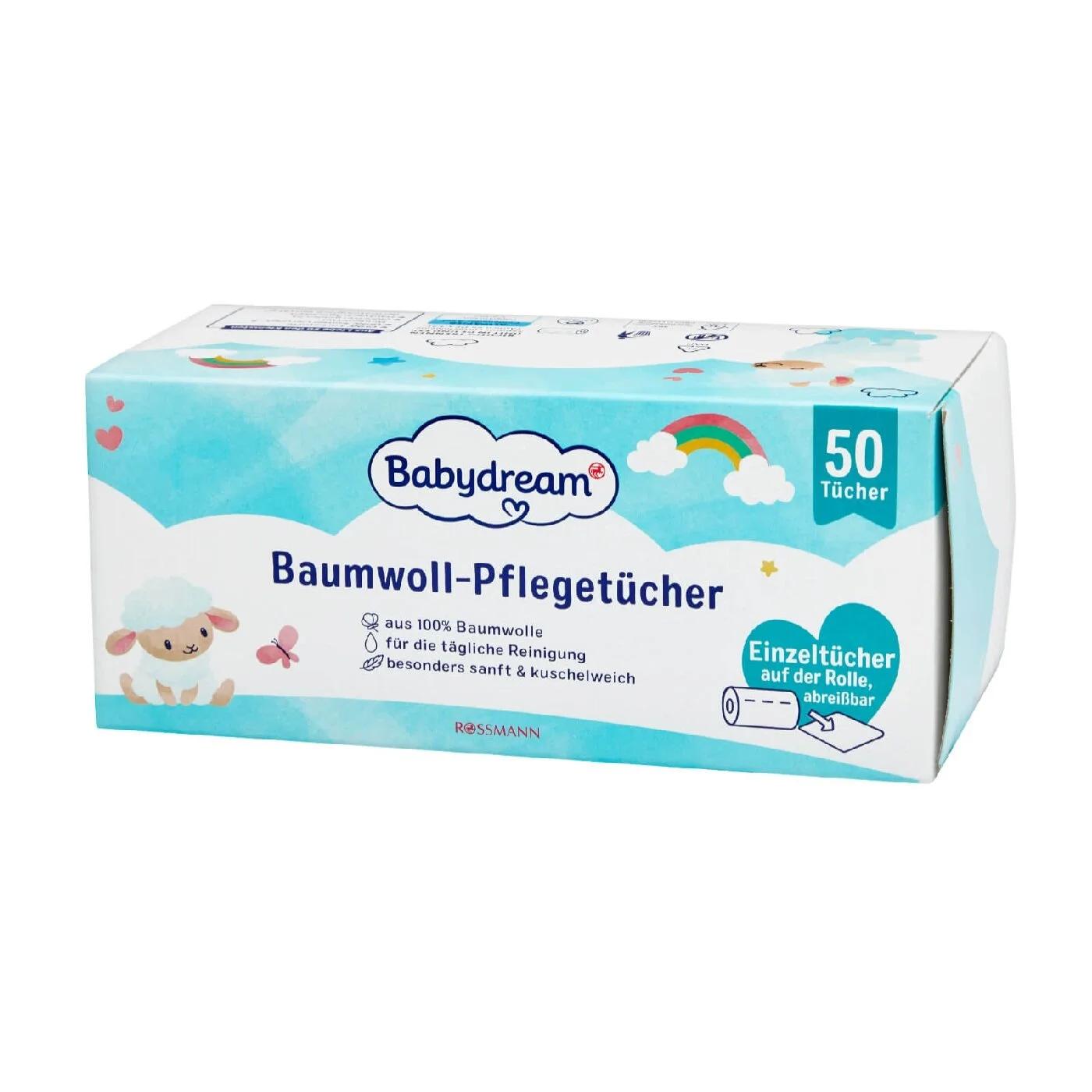 Babydream Cotton Wipes Soft Baby Cleansing Pads 50 Count