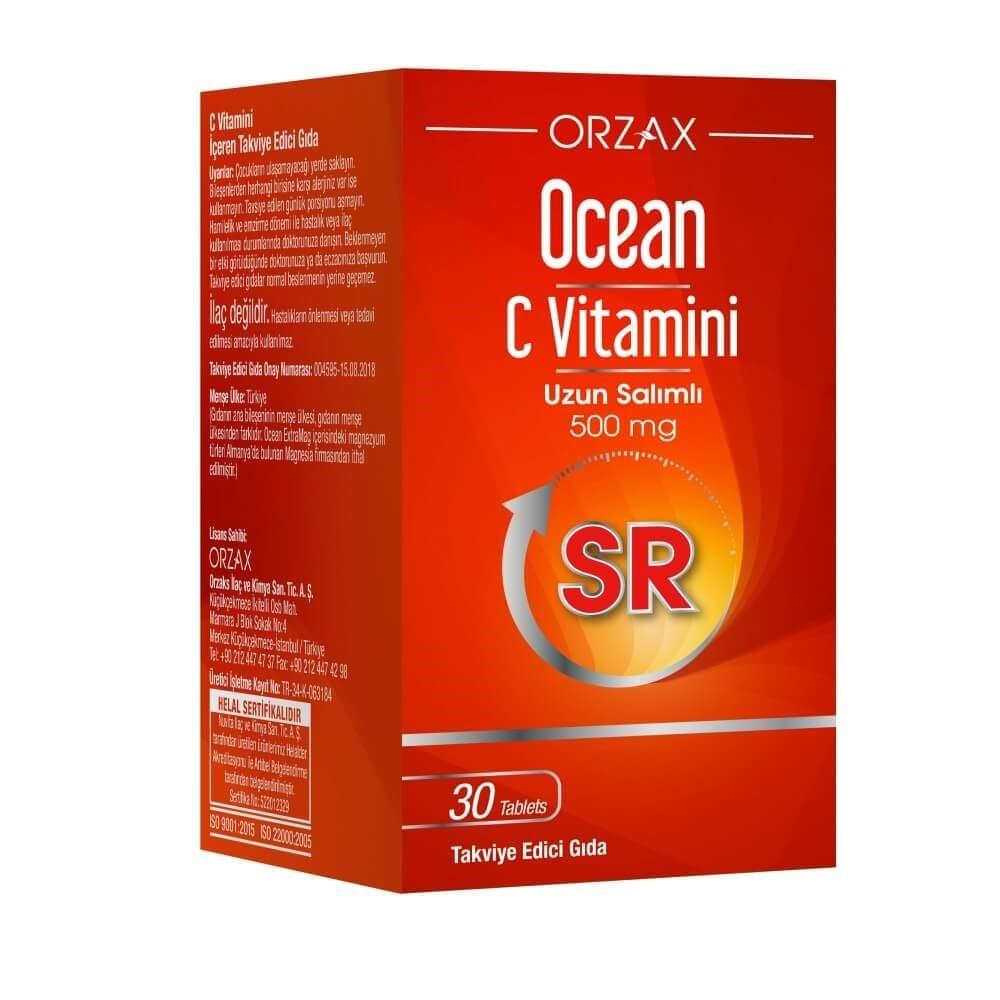 Ocean Vitamin C-SR 500mg Controlled Release Vitamin C Supplement - Boosts Immunity & Energy - 30 Tablets Ocean Vitamin C-SR 500mg - Boost Immunity & Energy Vitamin C supplement, Controlled release Vitamin C, Immune system support, Energy metabolism support, Dietary supplement, Health supplements, Immunity booster, Energy boost, Health and wellness, Nutrition supplements, Ocean Vitamin C-SR, 500mg Vitamin C, Controlled release formula, Not classified as a drug, Suitable for daily supplementation, Health-cons