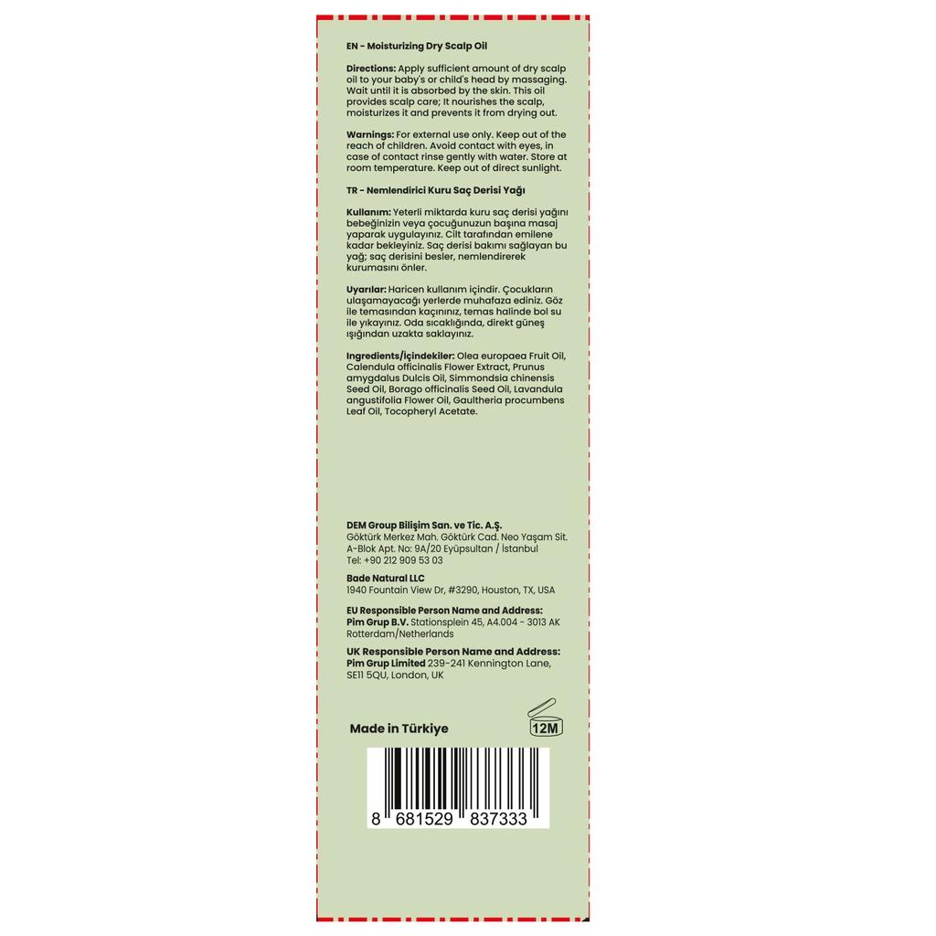 Bade Natural Cradle Cap &amp; Dry Scalp Baby Oil 50 ml