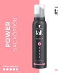 Taft Power Kaşmir Saç Köpüğü - Strong Hold Hair Mousse for Dry & Damaged Hair Taft Strong Hold Hair Mousse - 24hr Hold & Softness Hair Styling Mousse, Taft Power Kaşmir Saç Köpüğü, Strong hold hair mousse, Long-lasting hair styling product, Hair care for dry damaged hair, Hair styling products, Dry hair care, Damaged hair repair, Luxurious hair products, Hair mousse with cashmere softness
