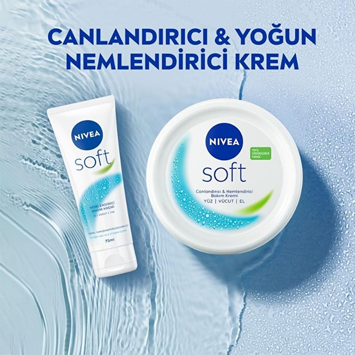 Nivea Soft: Jojoba Oil & Vitamin E Moisturizing Cream - Fast Absorbing Daily Skin Hydration, Face, Hand & Body, 2.54 fl oz Nivea Soft Cream: Jojoba Oil Moisturizer for Soft, Hydrated Skin Nivea Soft Cream, moisturizing cream, jojoba oil cream, Vitamin E cream, daily skin moisturizer, fast absorbing moisturizer, body cream, hand cream, face cream, Nivea moisturizer, skin hydration, skin nourishment, soft skin, supple skin, dry skin relief, all-day moisturizer, body lotion, face lotion, hand lotion, skincare,