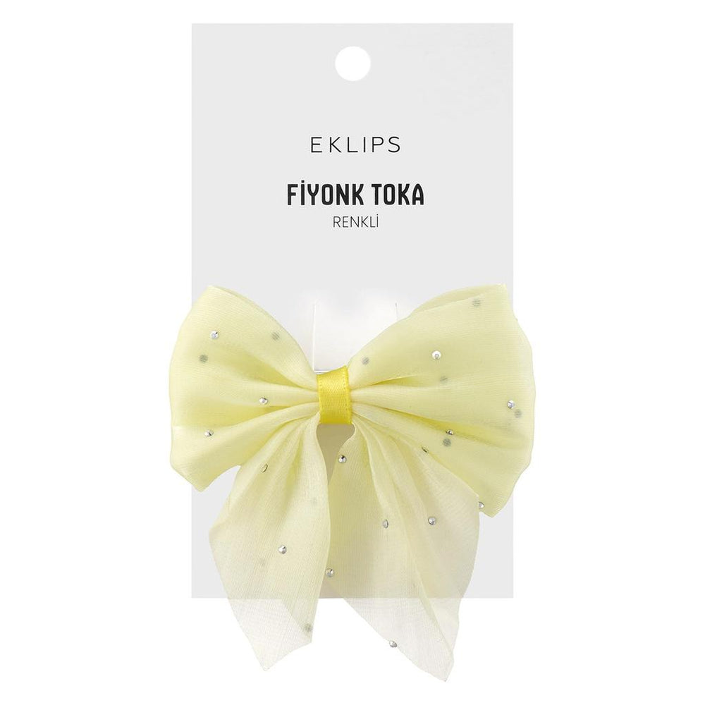 Eklips Rhinestone Bow Hair Clip Yellow 1 Piece