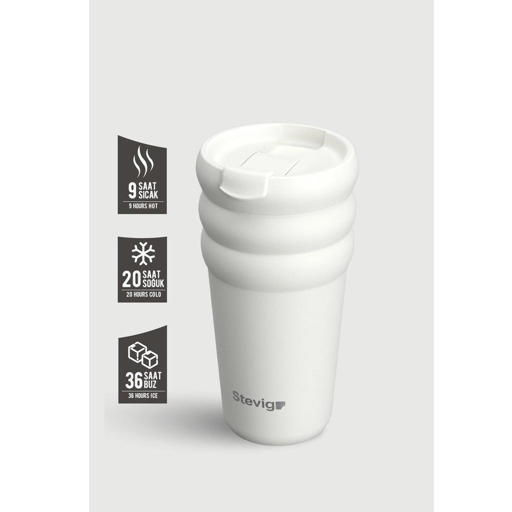 Stevig Bubble Stainless Steel Thermos in White Stone 600ml