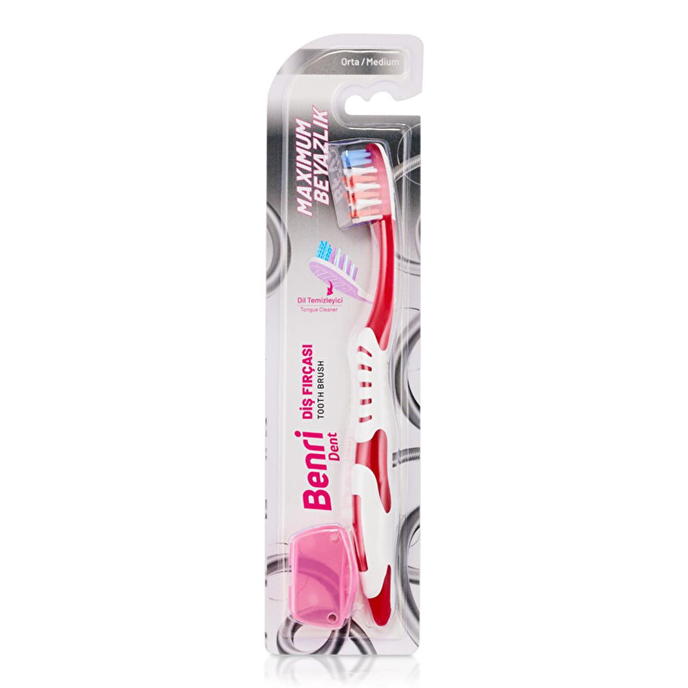 Benri Manual Toothbrush White (Medium) - Gentle Oral Care for Adults - view 2