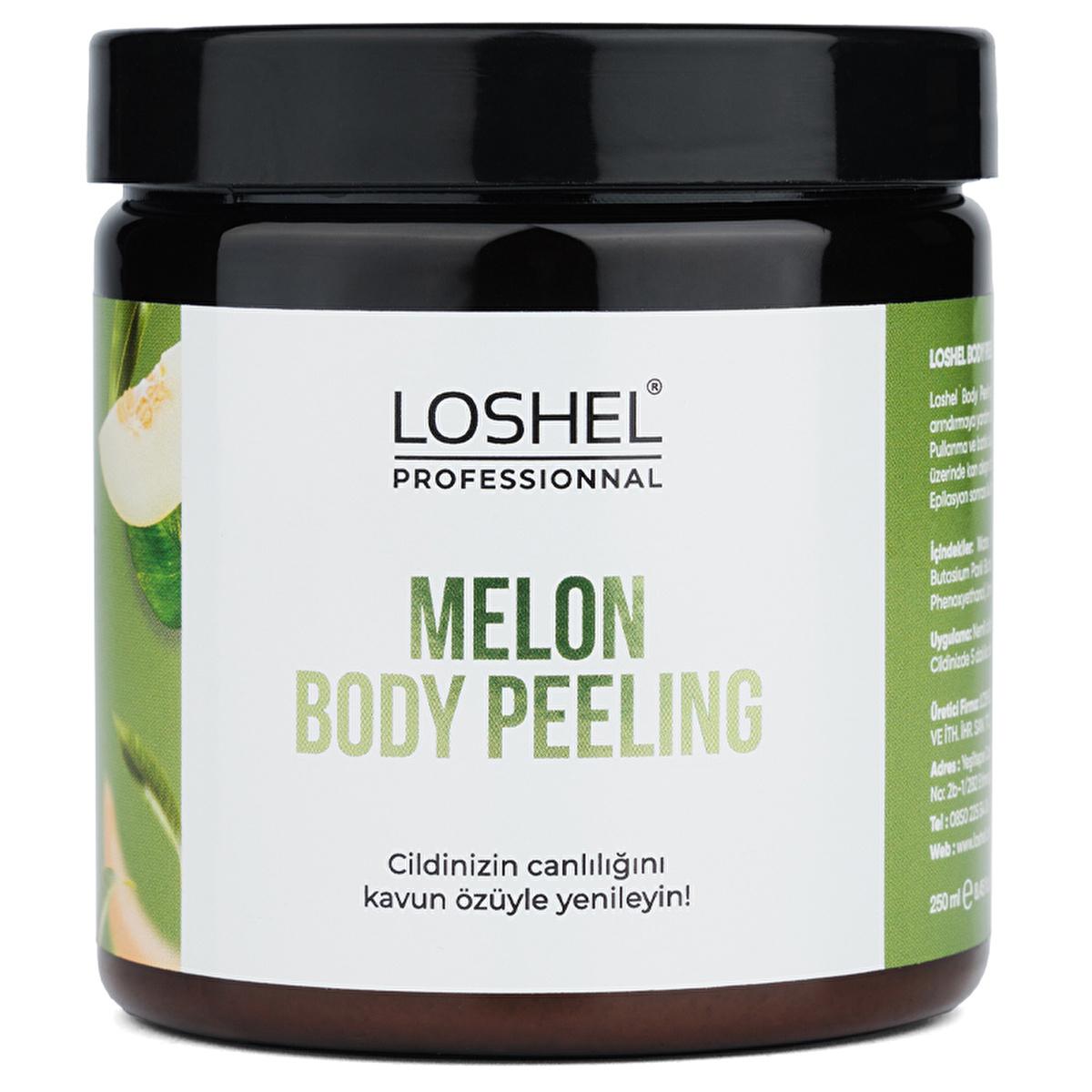 Loshel Body Peeling Kavun 250 ml packaging, Application of Loshel Body Peeling Kavun on skin, Loshel Body Peeling Kavun ingredients Loshel Body Peeling Kavun 250 ml - Exfoliating & Moisturizing Body Scrub for All Skin Types Loshel Body Peeling Kavun 250 ml - Exfoliating Body Scrub loshel, body-peeling, exfoliating-scrub, moisturizing-scrub, anti-cellulite, skin-care, natural-ingredients, self-care, ai-generated, 250ml