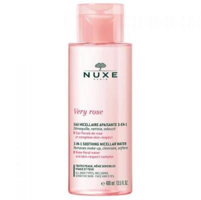 nuxe very rose 3 in 1 cleansing water 400ml, gentle micellar water for sensitive skin, nuxe skincare product with rose water Nuxe Very Rose 3 in 1 Cleansing Water - Softens & Cleanses | 400ml Nuxe Very Rose 3 in 1 Cleansing Water | 400ml nuxe, cleansing-water, micellar-water, sensitive-skin, rose-water, skin-care, hydrating, makeup-removal, ai-generated, natural-ingredients