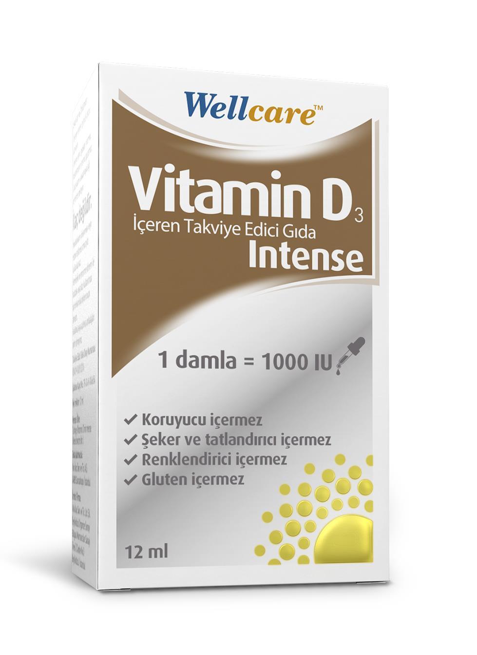 Wellcare Vitamin D3 Intense 1000IU 12ml - Liquid Vitamin D3 Supplement for Bone Health - image 3