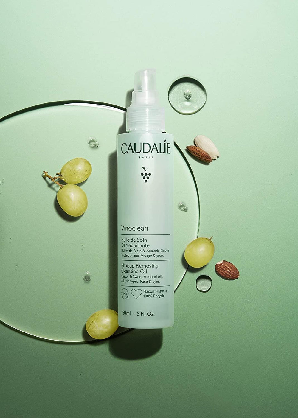 Caudalie Vinoclean Makeup Removing Cleansing Oil - Gentle Vegan Makeup Remover for Sensitive Skin, 5.07 fl oz - view 3