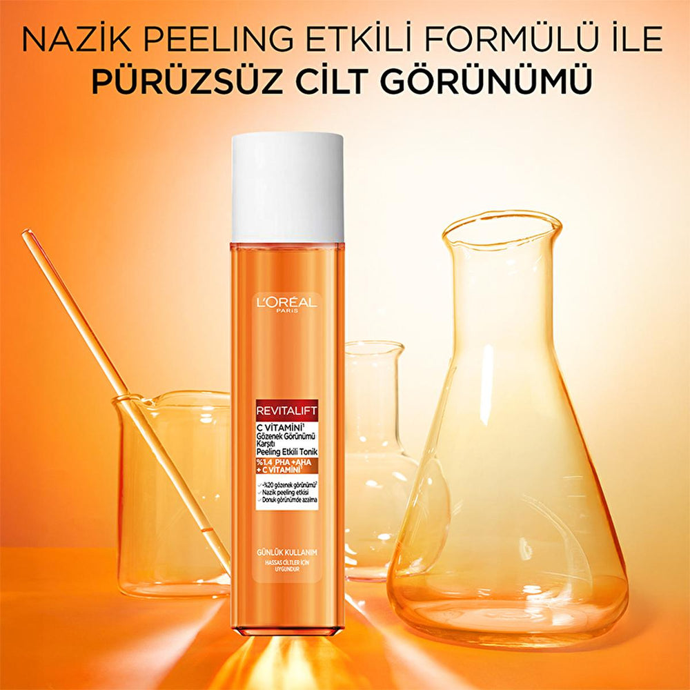 L'Oreal Paris Revitalift Vitamin C Toner: Exfoliating PHA AHA, Brightens Dull Skin & Minimizes Pores - Gentle & Effective L'Oreal Vitamin C Toner: Brighten Skin & Minimize Pores Vitamin C toner, PHA AHA toner, exfoliating toner, pore minimizing toner, skin brightening toner, Loreal Revitalift toner, toner for sensitive skin, toner for dull skin, facial toner, skincare, exfoliation, brightening, pore reduction, even skin tone, radiant skin, gentle toner, daily toner, beauty, L'Oreal, Revitalift, Vitamin C, A
