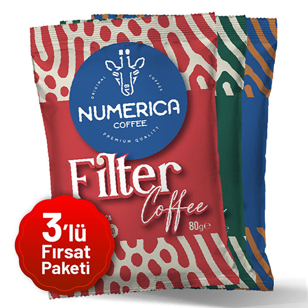 Numerica Ground Coffee Blend 3-Pack Trial Set for Coffee Machines - Filter Coffee Variety Pack - Food & Candy