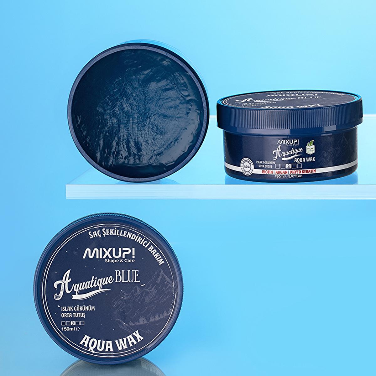 Mixup Aquatique: Medium Hold Aqua Hair Wax for Shiny, Textured Styles - Biotin, Argan & Phytokeratin Enriched, Humidity Resistant - 150ml Mixup Aquatique Hair Wax: Medium Hold, Shiny Texture aqua hair wax, medium hold hair wax, shiny hair wax, texturizing hair wax, biotin argan hair wax, humidity resistant hair wax, water based hair wax men, hair styling wax, hair wax for textured look, hair wax, hair styling, medium hold, shiny finish, textured finish, biotin, argan oil, phytokeratin, humidity resistant, w