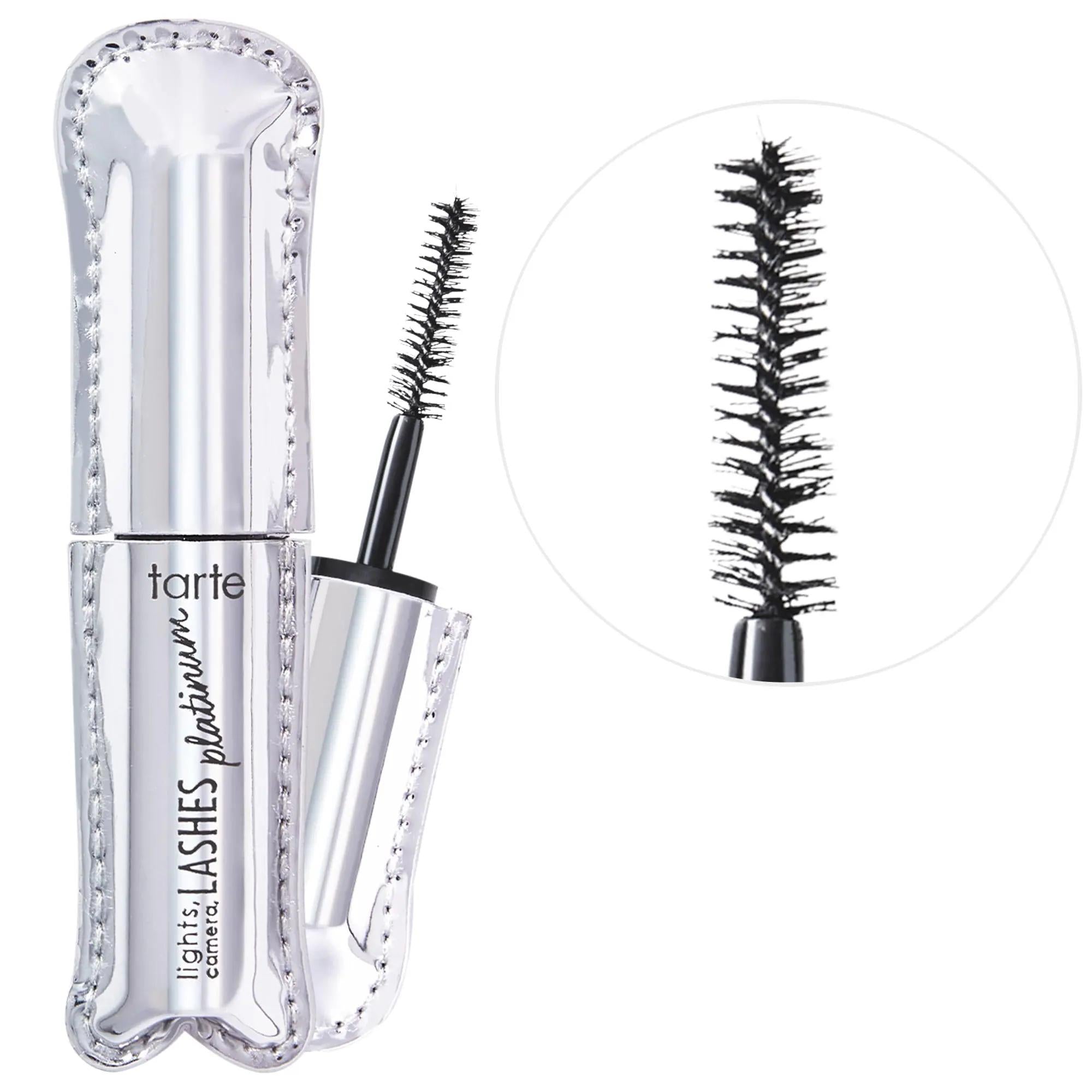 Lights, Camera, Lashes Volumizing Platinum Mascara - Long-Lasting, Smudge-Proof, Nourishing Lash Serum for Fuller Lashes Volumizing Mascara with Lash Serum - Long-Lasting & Smudge-Proof volumizing mascara, lash serum, long-wearing mascara, smudge-proof mascara, clean beauty cosmetics, beauty essentials, makeup, eye makeup, lash care, nourishing mascara, Biotin, peptides, green tea, Jojoba Seed Oil, Vitamin E, cruelty-free, paraben-free, formaldehyde-free, phthalate-free, mineral oil-free