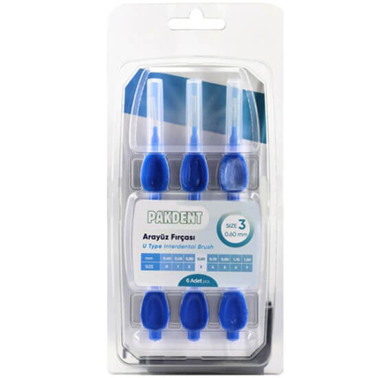 Pakdent 0.6mm Interdental Brushes for Gentle Cleaning 6-Pack