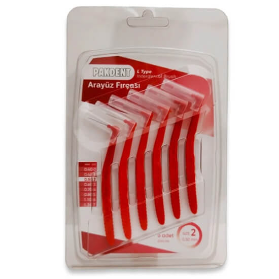Pakdent L-Type Interdental Brush 0.5mm for Deep Cleaning 6-Pack