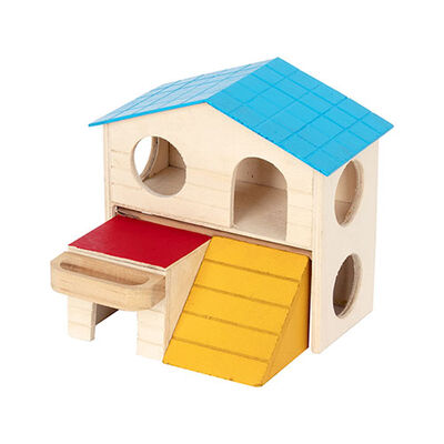 Pawise Wooden Two-Story Small Animal Hideout 16x13x15 cm