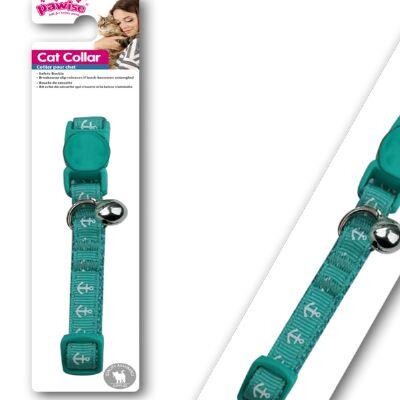 Pawise Anchor Pattern Green Cat Collar with Bell 30 cm