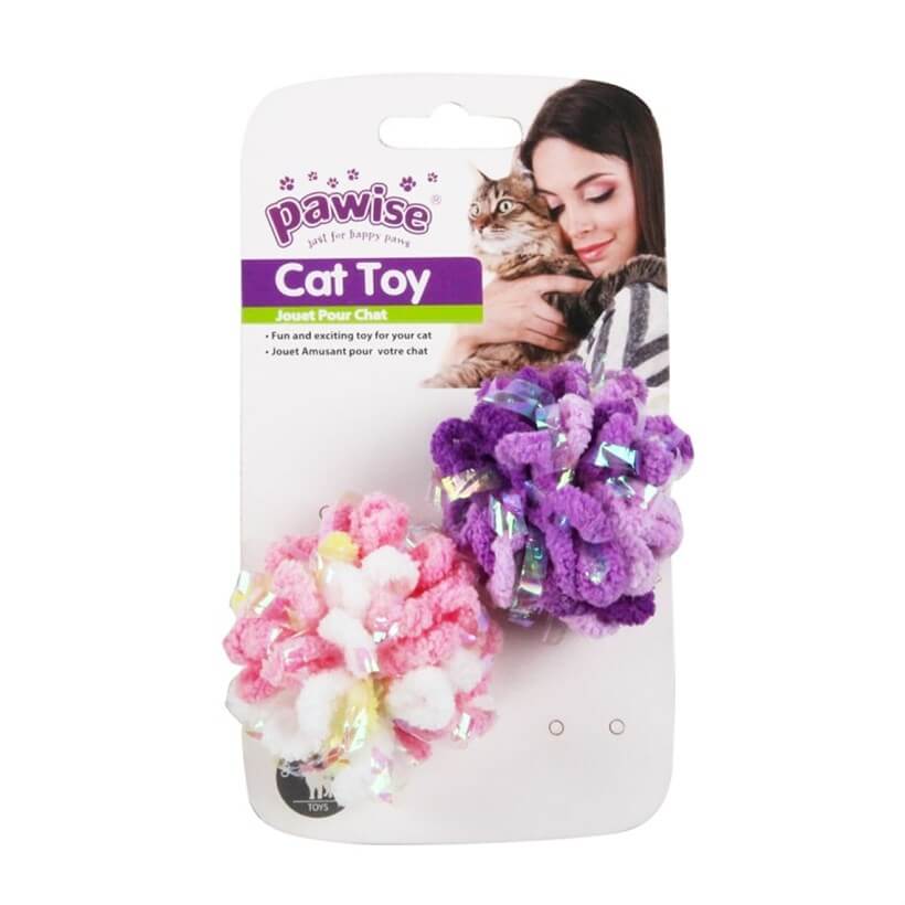 Pawise Glitter Caddice Balls Soft Plush Cat Toy 6 cm