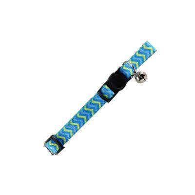 Pawise Adjustable Cat Collar with Bell Green & Blue 1pc