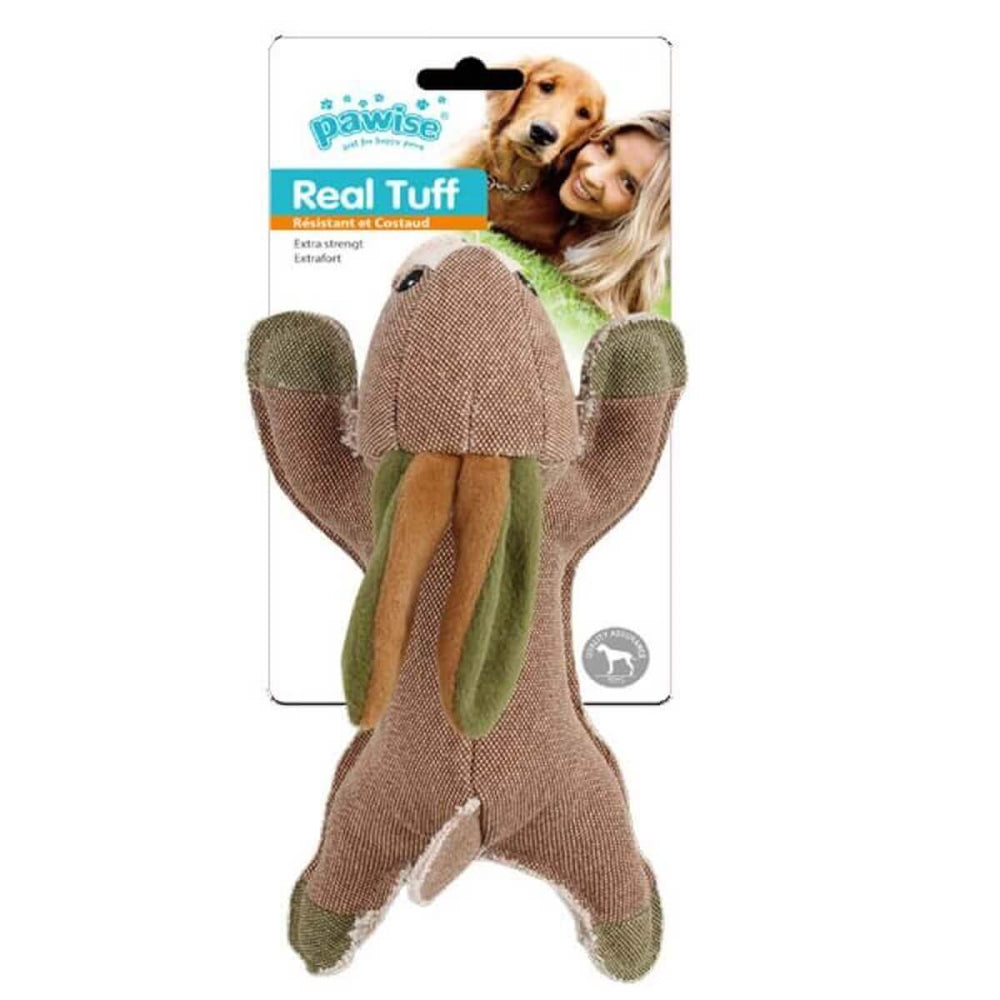 Pawise Real Tuff Rabbit Plush Dog Toy Durable Canvas 28 cm