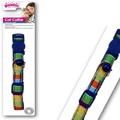 Pawise Blue Striped Cat Collar with Bell and Safety Buckle 30 cm