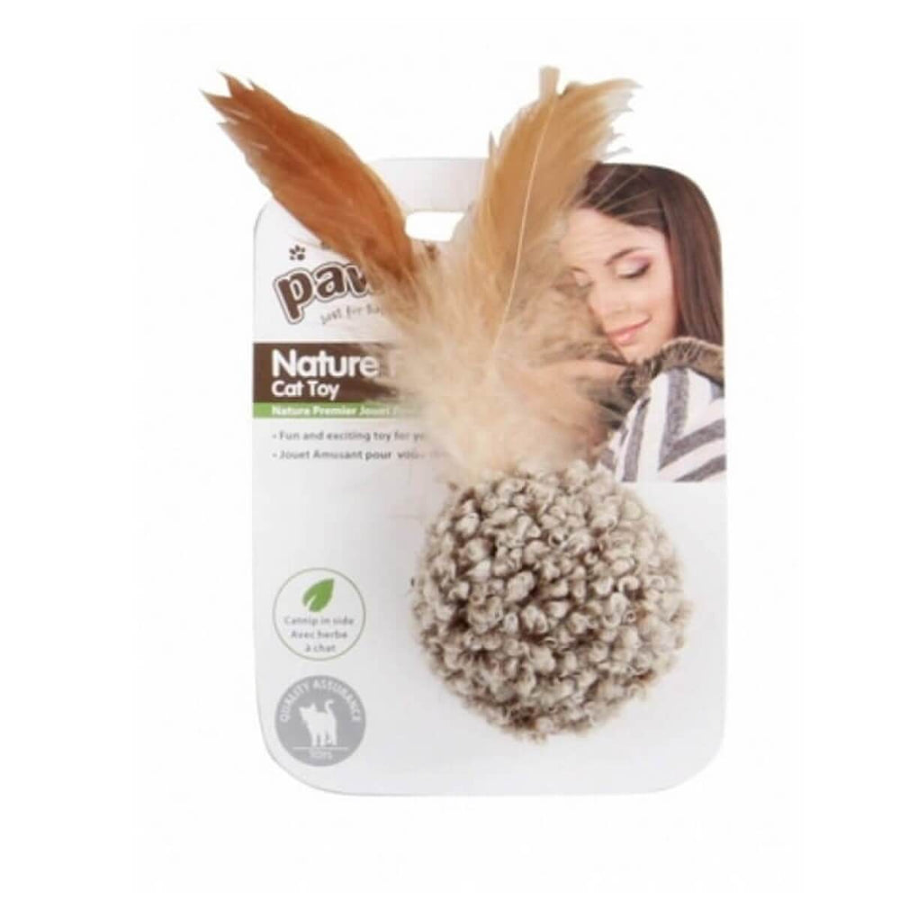 Pawise Simple Cat Plush Ball Toy with Catnip and Feathers