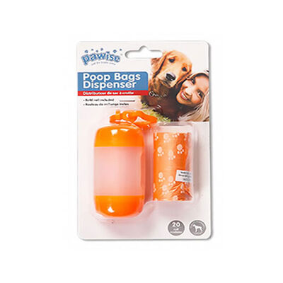 Pawise Orange Waste Bag Dispenser & 2-Roll Refill Set