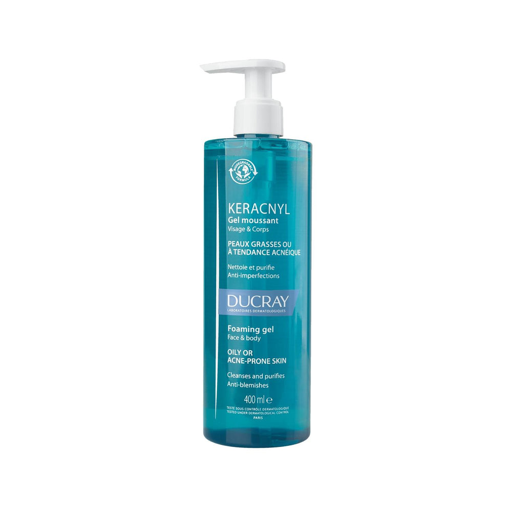 Ducray Keracnyl Cleansing Gel for Oily and Acne-Prone Skin - 400ml, Gentle Daily Cleanser for Sensitive Skin Ducray Keracnyl Cleansing Gel for Oily Skin - 400ml Cleansing Gel, Acne-prone skin care, Oily skin cleansing, Ducray Keracnyl, Skincare for acne, Gentle cleansing, Daily skincare, Sensitive skin care, Dermatologically tested, Acne control, Oil control