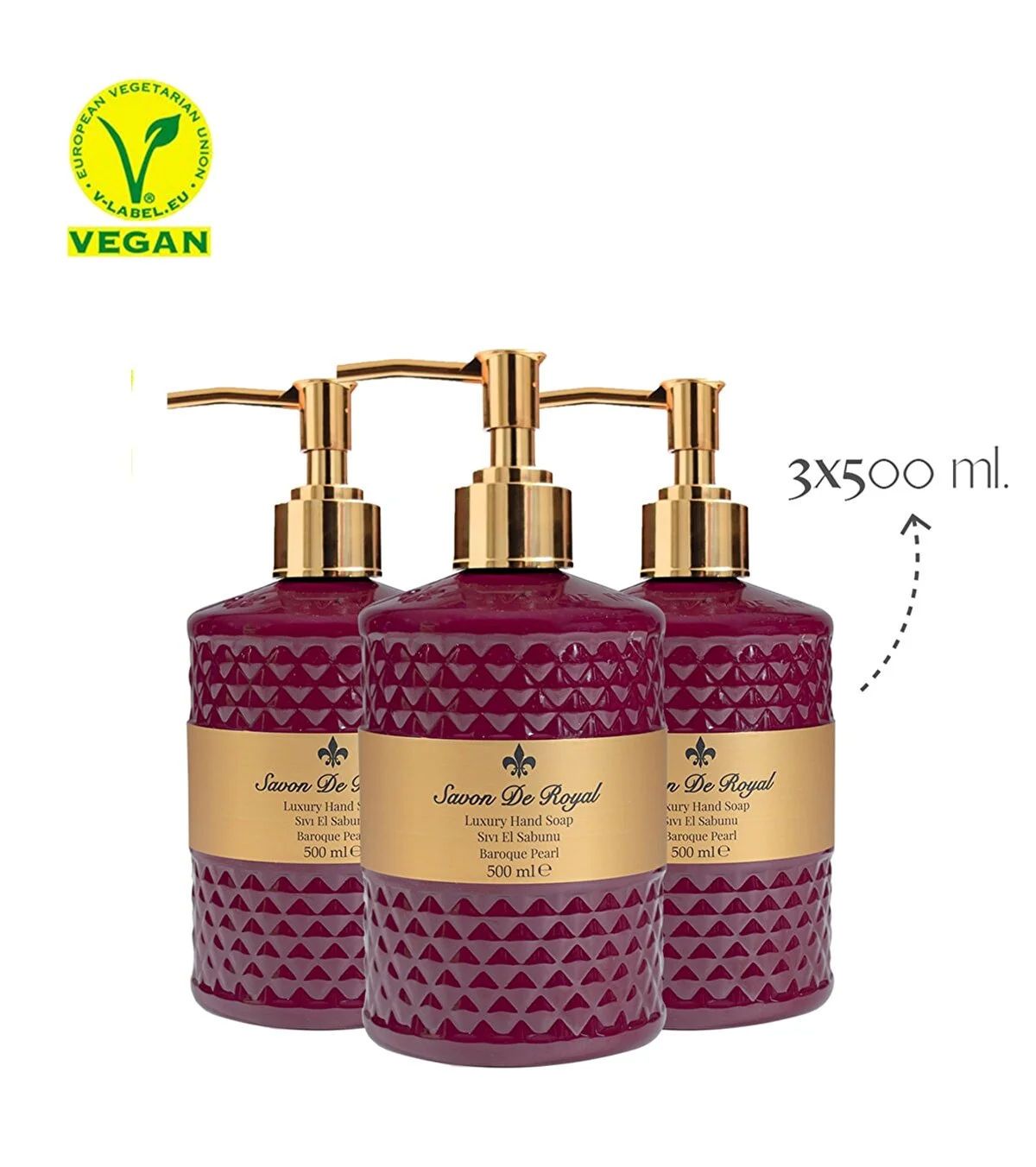 Savon de Royal Luxury Vegan Liquid Soap Baroque Pearl 3 X 500 ml