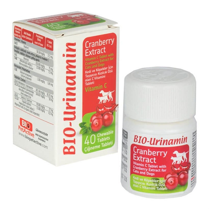 Pet Active Bio Urinamin Cranberry & Vitamin C Supplement 40 Tablets