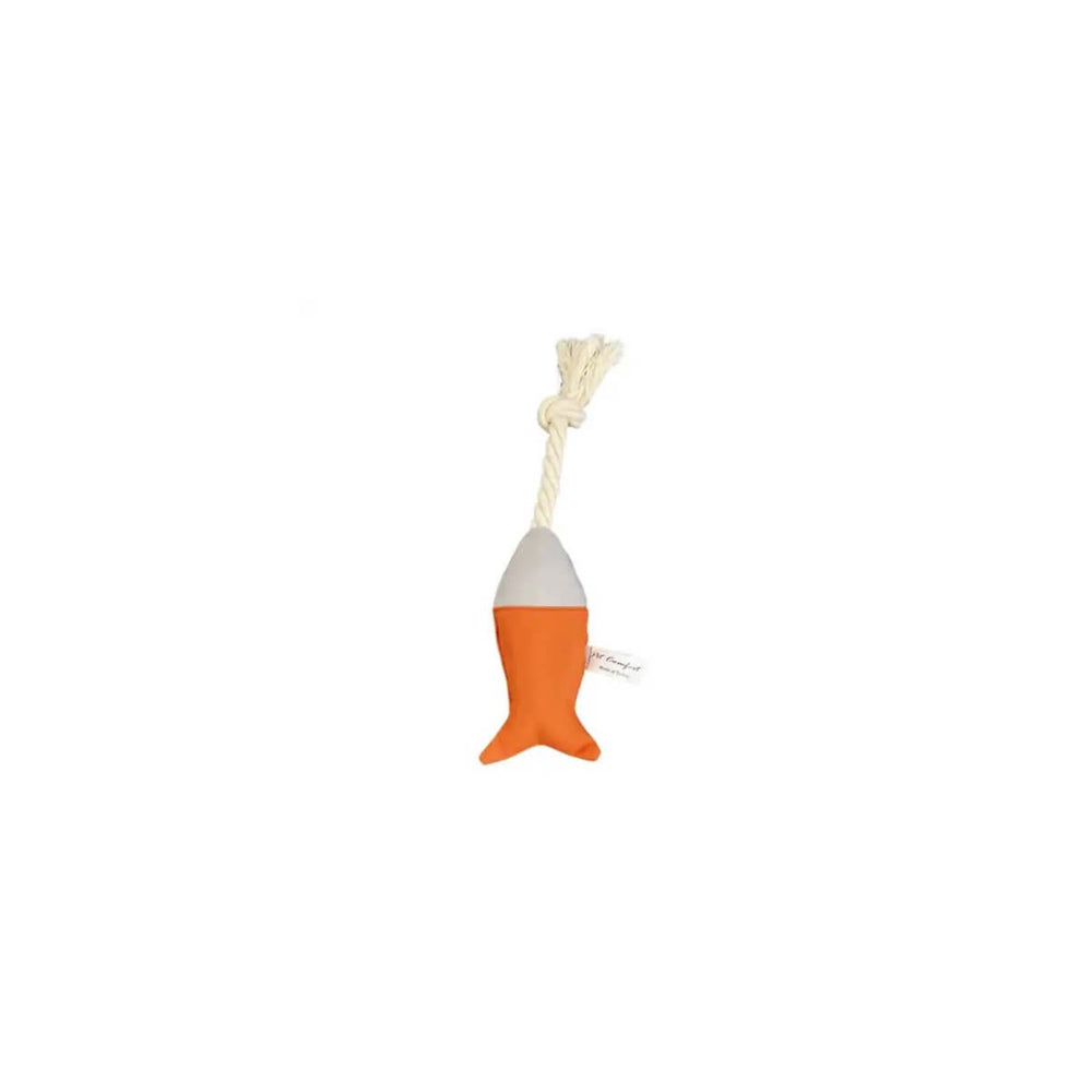 Pet Comfort Waterproof Fish Cat Toy with Rope Orange 24cm