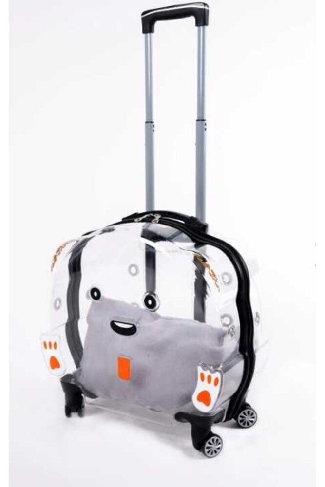 Pet Pretty Clear Rolling Pet Carrier for Cats and Dogs