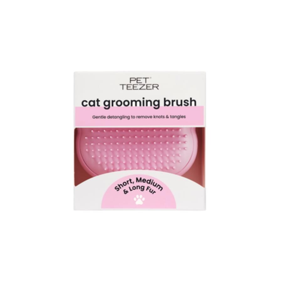 Pet Teezer Pink Cat Grooming Brush for De-shedding and Massage