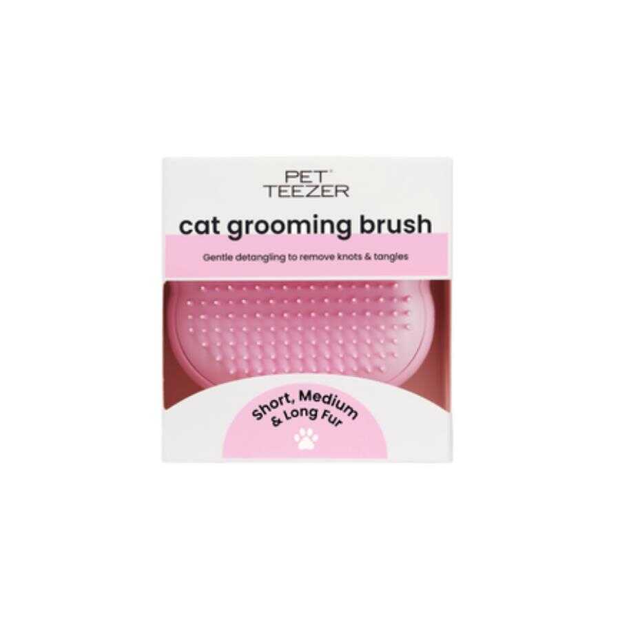 Pet Teezer Pink Cat Grooming Brush for De-shedding and Massage