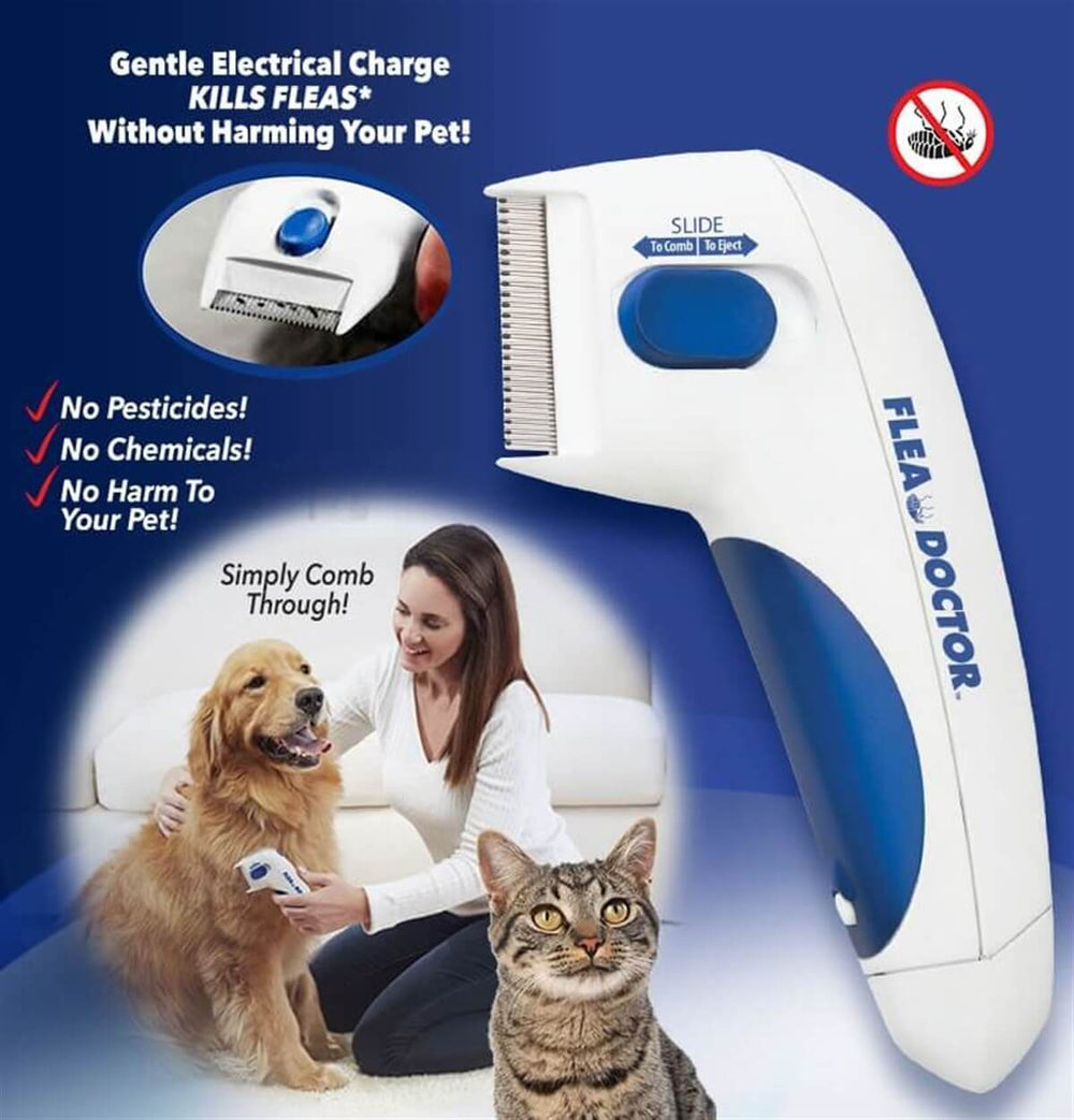 Pet Corn Flea Comb for Cats & Dogs - Battery-Powered Electric Flea Comb
