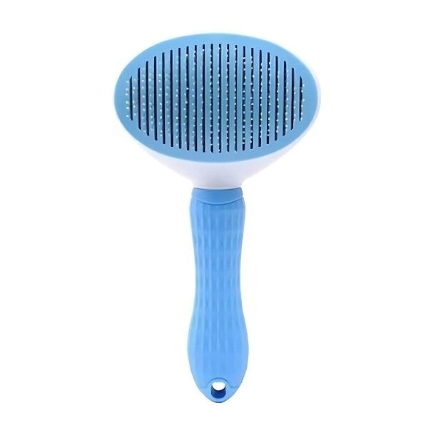 Pet Pretty Cat and Dog Grooming Brush with Rubber Handle and Easy-Clean Button