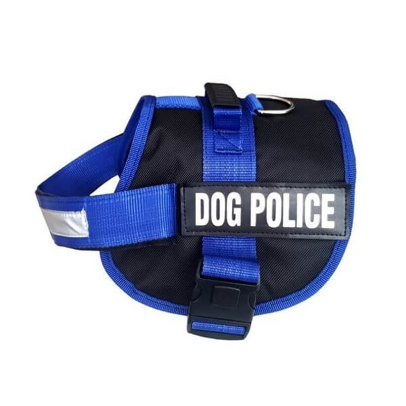 Pet Pretty Dog Police Harness with Control Handle Blue Small