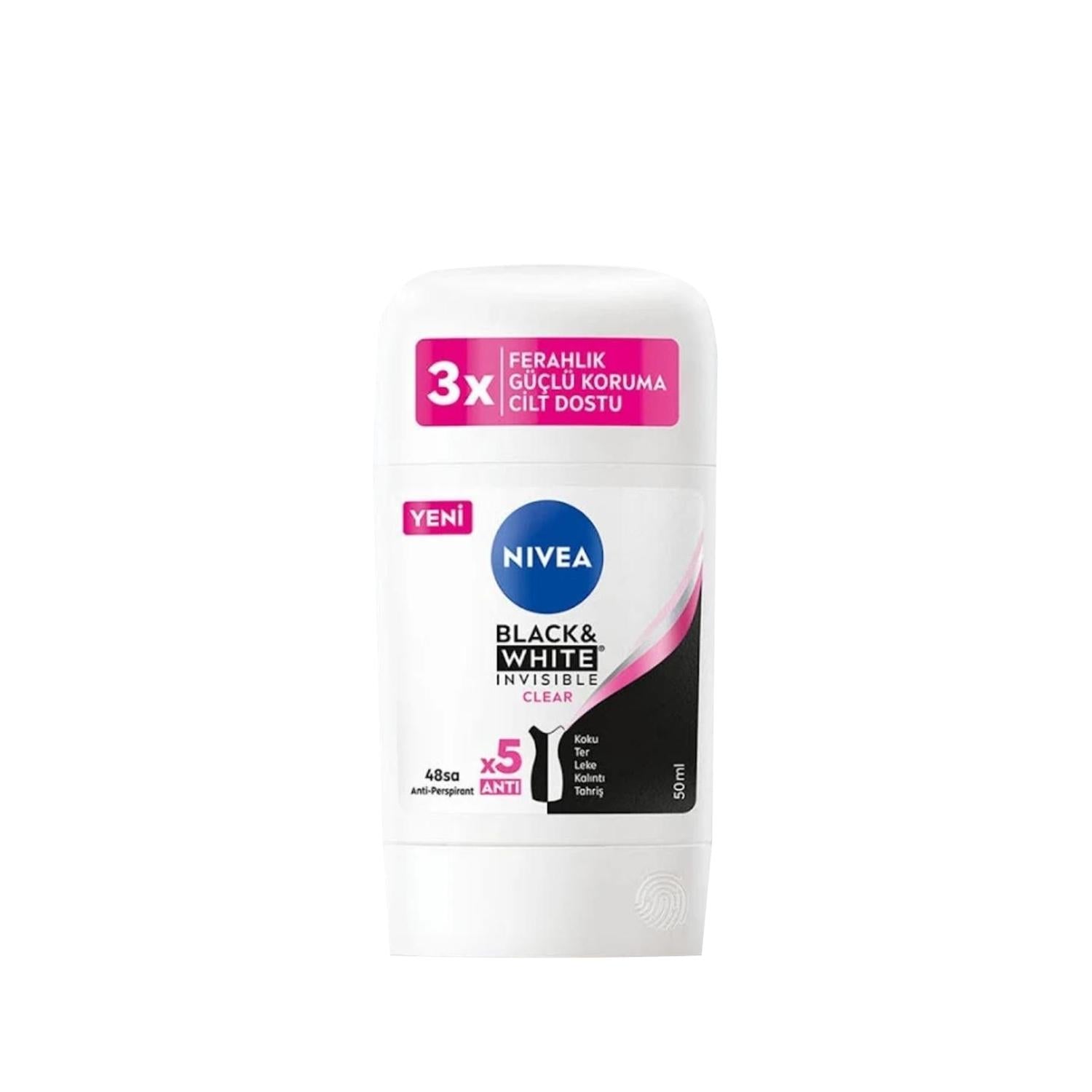 Nivea Black&White Women's Transparent Deodorant - 50ml, Effective Odor Control for Women Nivea Black&White Deodorant for Women - 50ml Women's deodorant, Nivea Black&White, Transparent deodorant, Personal hygiene products, Body odor control, Women's personal care, Deodorant for women, Clear deodorant, Effective odor protection, Nivea deodorant, Black&White deodorant, 50ml deodorant, Daily personal hygiene, Long-lasting freshness