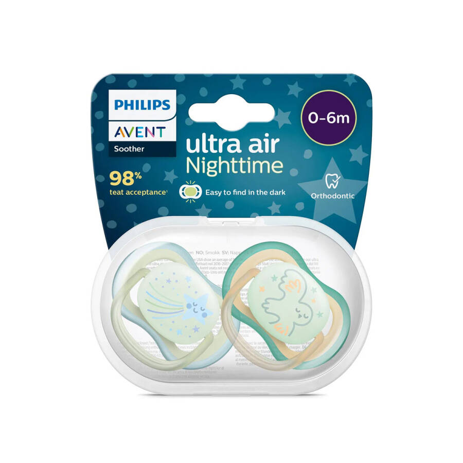 Philips Avent Ultra Air Nighttime Pacifier 0-6m 2-Pack