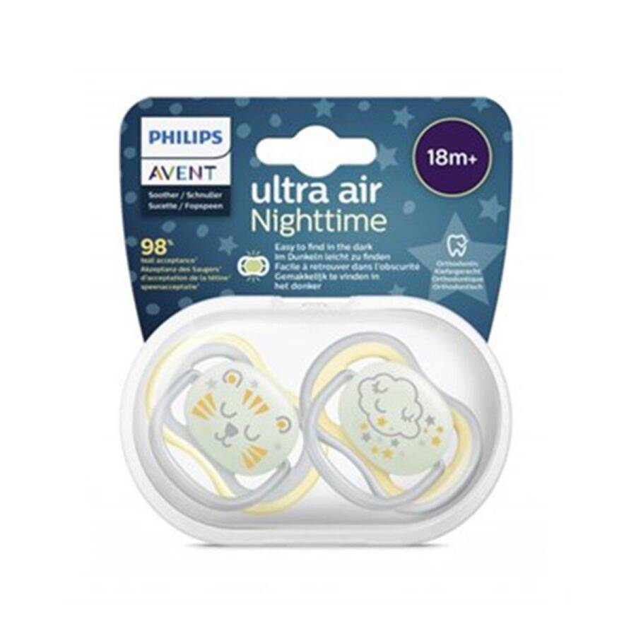 Philips Avent Ultra Air Night Pacifier 18M+ Yellow 2-Pack