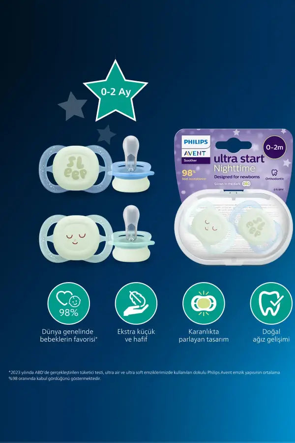 Philips Avent Ultra Start Nighttime Pacifier 0-2M 2-Pack