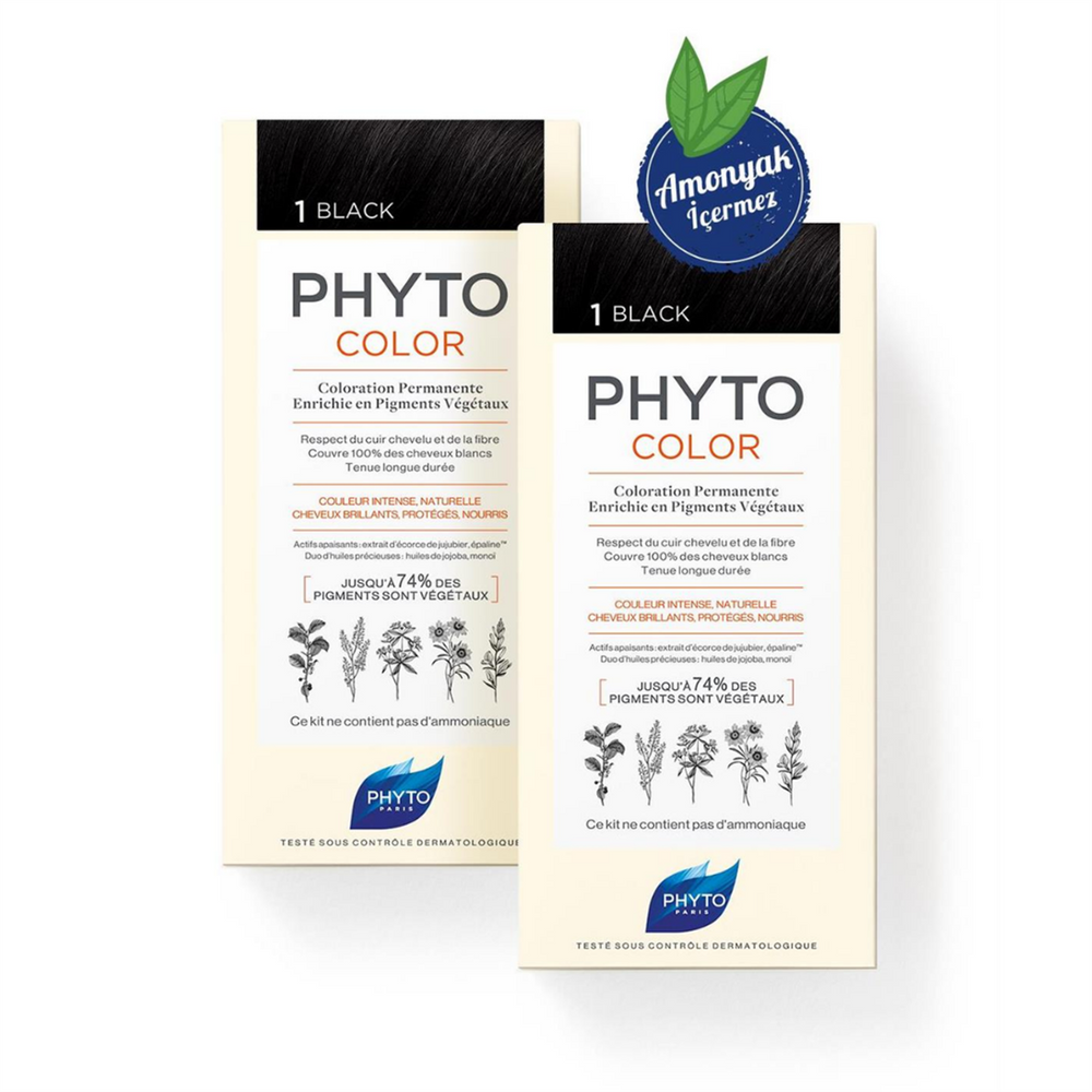 Phyto Phytocolor 1 Black Ammonia-Free Hair Dye Duo Set