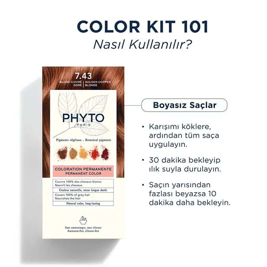 Phyto Phytocolor 7.43 Copper Golden Blonde Hair Dye 2 Pack