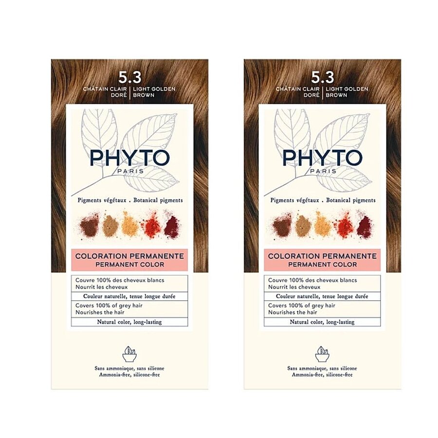 Phyto Phytocolor 5.3 Light Golden Chestnut Hair Dye 2-Pack