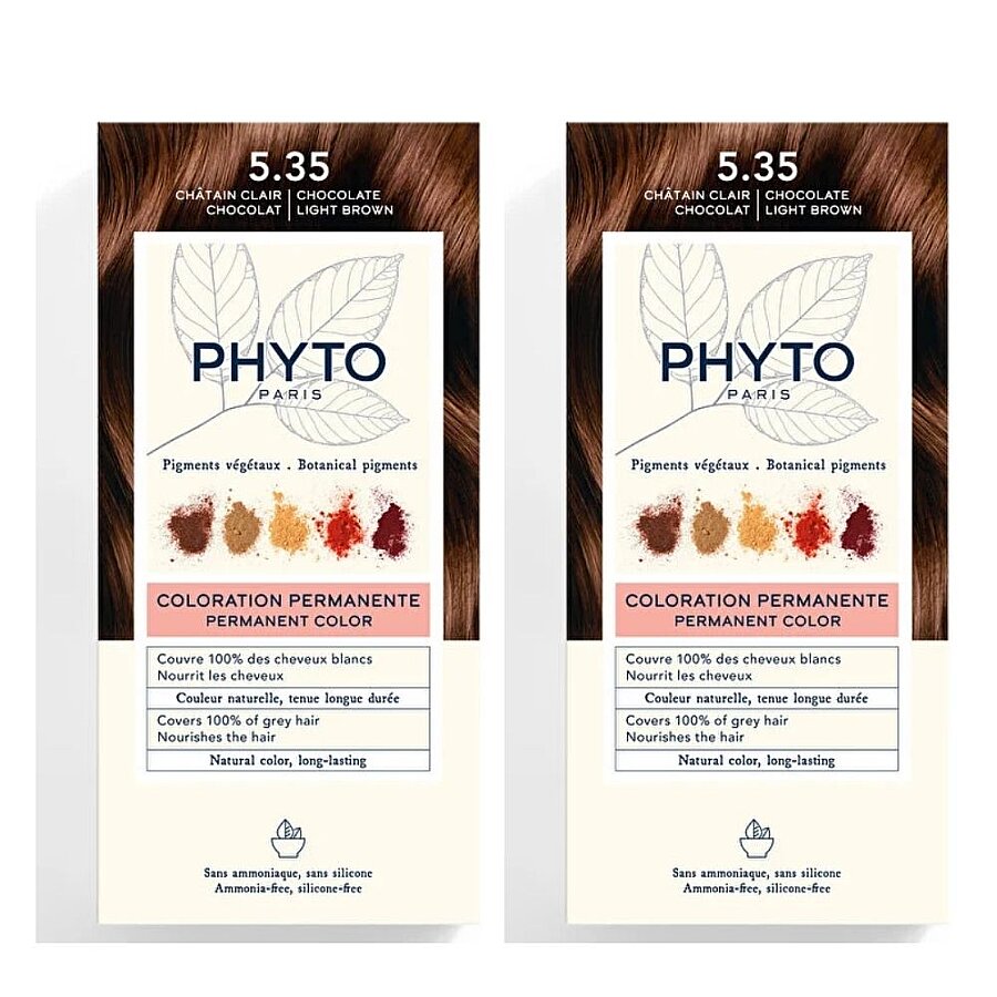 Phyto Phytocolor 5.35 Light Golden Mahogany Chestnut Hair Dye 2-Pack