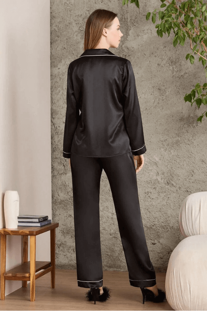 Pierre Cardin 1200 Women's Comfy Cotton Pajama Set Black