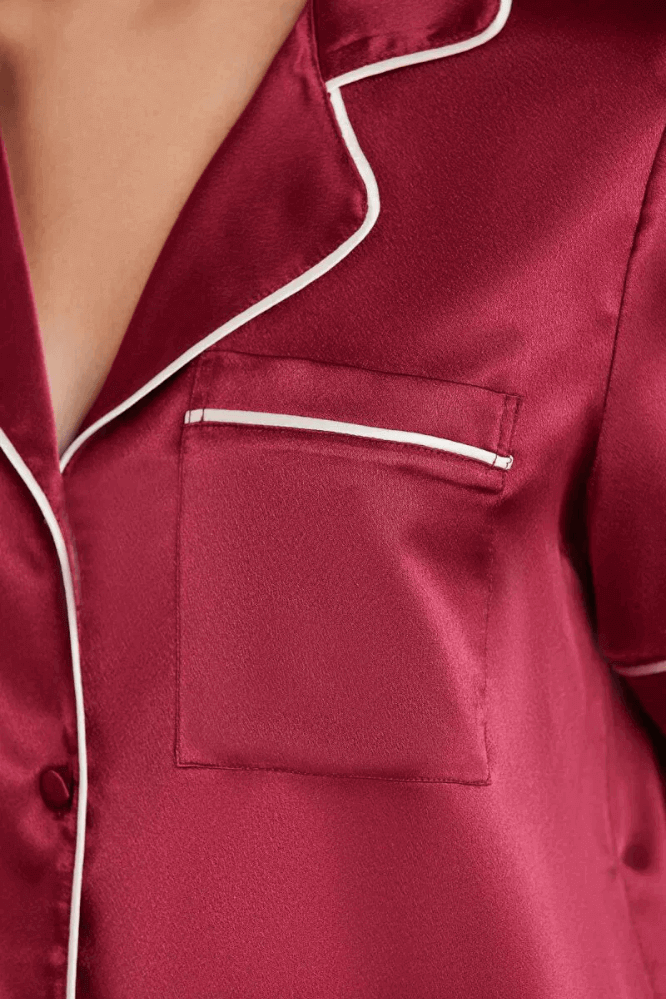 Pierre Cardin 1205 Women's Pajama Shorts Set in Burgundy