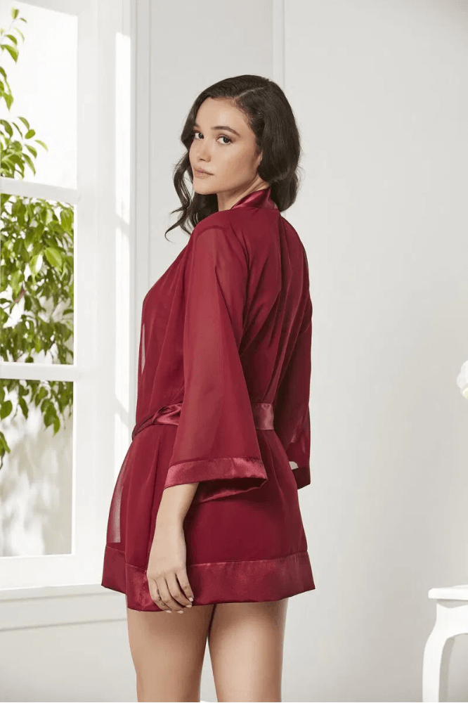 Pierre Cardin Women's 3-Piece Pajama Shorts Set in Burgundy