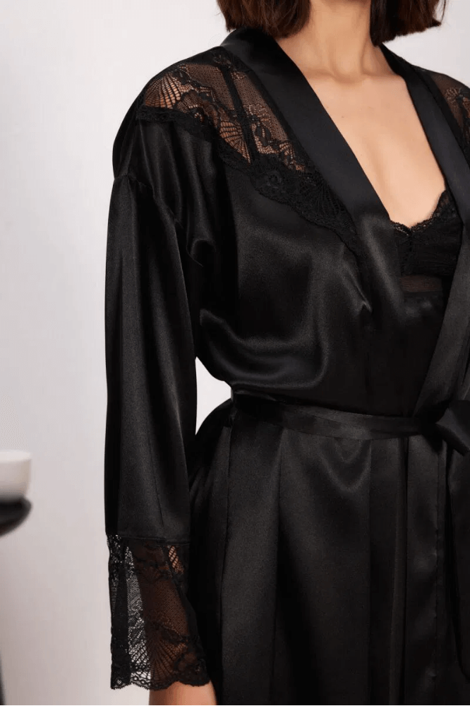 Pierre Cardin 4510 Nightgown and Robe Set in Black